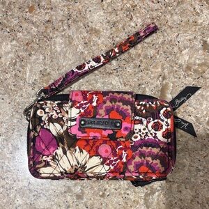 Vera Bradley Floral Wristlet - Pink, Brown, and Cream